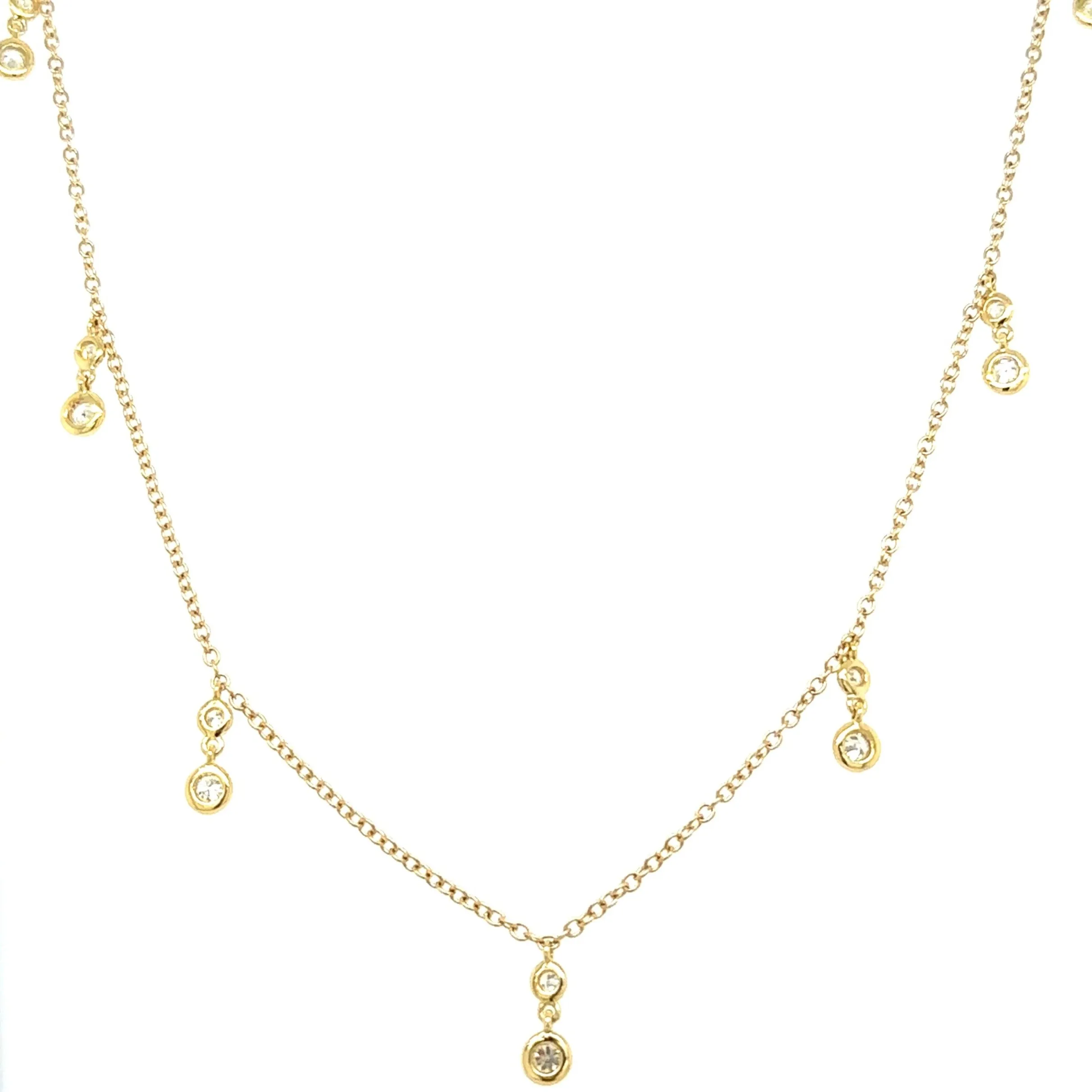 0.39ct tw Bezel set Dangling Diamond By The Yard Necklace