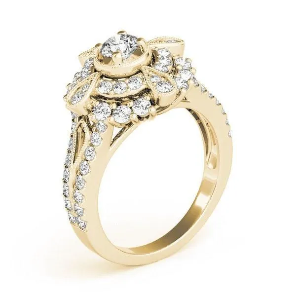 0.5 Ct Diamond Double Halo Engagement Ring