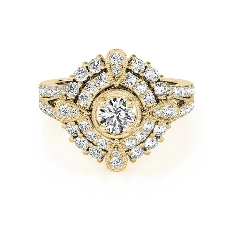 0.5 Ct Diamond Double Halo Engagement Ring
