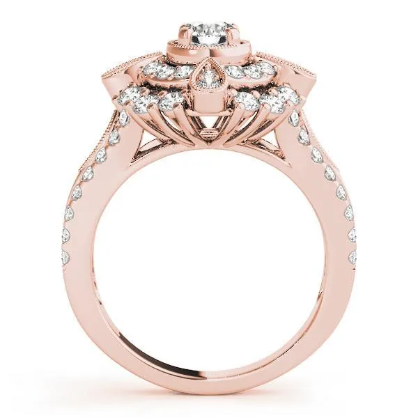 0.5 Ct Diamond Double Halo Engagement Ring