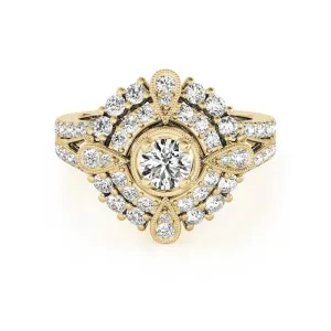 0.5 Ct Diamond Double Halo Engagement Ring