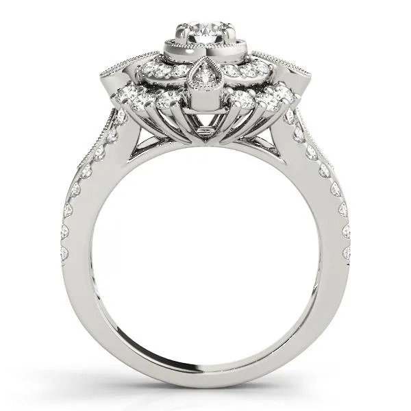 0.5 Ct Diamond Double Halo Engagement Ring