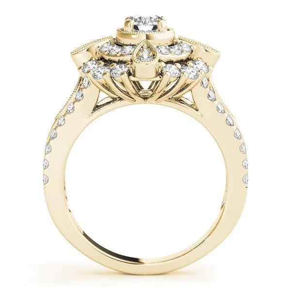 0.5 Ct Diamond Double Halo Engagement Ring