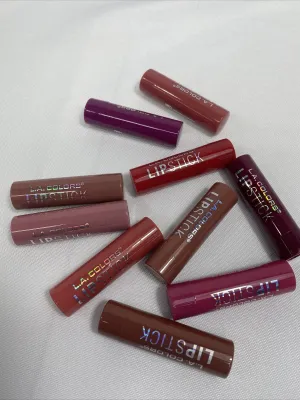 (10) L.A. Colors Mini Lipsticks Nude Rose Pink Creamy Set Gift Lot Red Purple