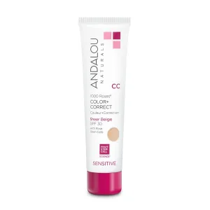 1000 Roses CC Color   Correct with SPF 30, Sheer Beige, 2-In-1 Face Sunscreen   CC Cream for Sensitive Skin, Helps Correct Uneven Skin Tone, Reef Safe Sunscreen, 2 Fl Oz