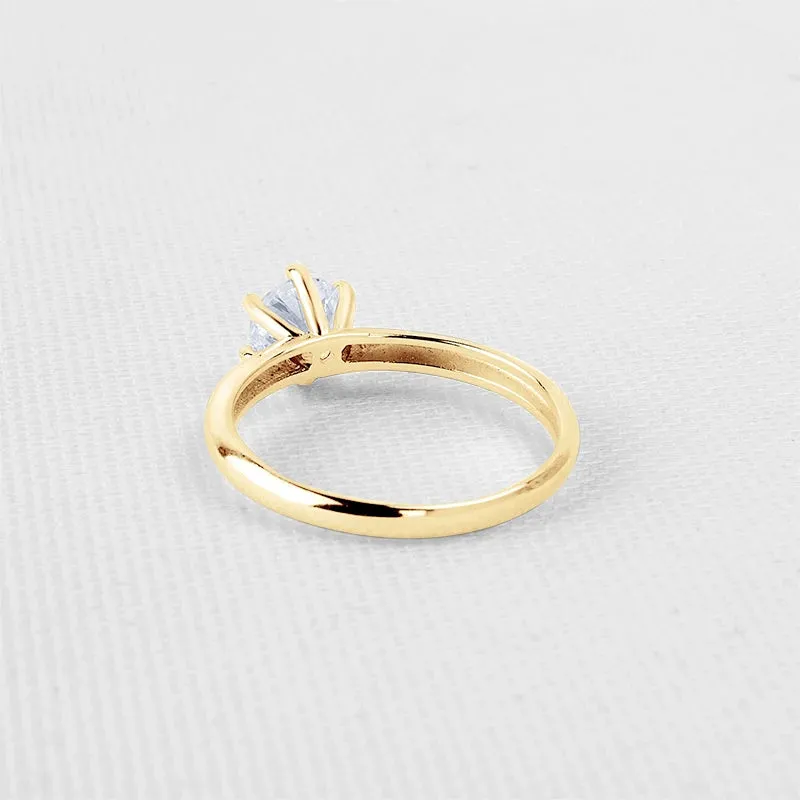 10K Gold 0.8 Ct Round Diamond Solitaire Engagement Ring