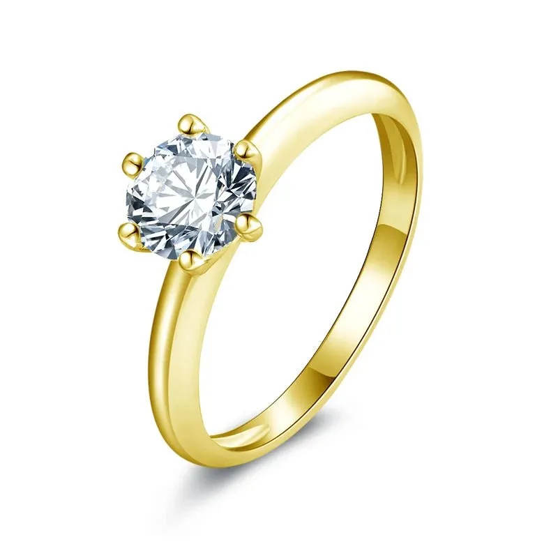 10K Gold 0.8 Ct Round Diamond Solitaire Engagement Ring