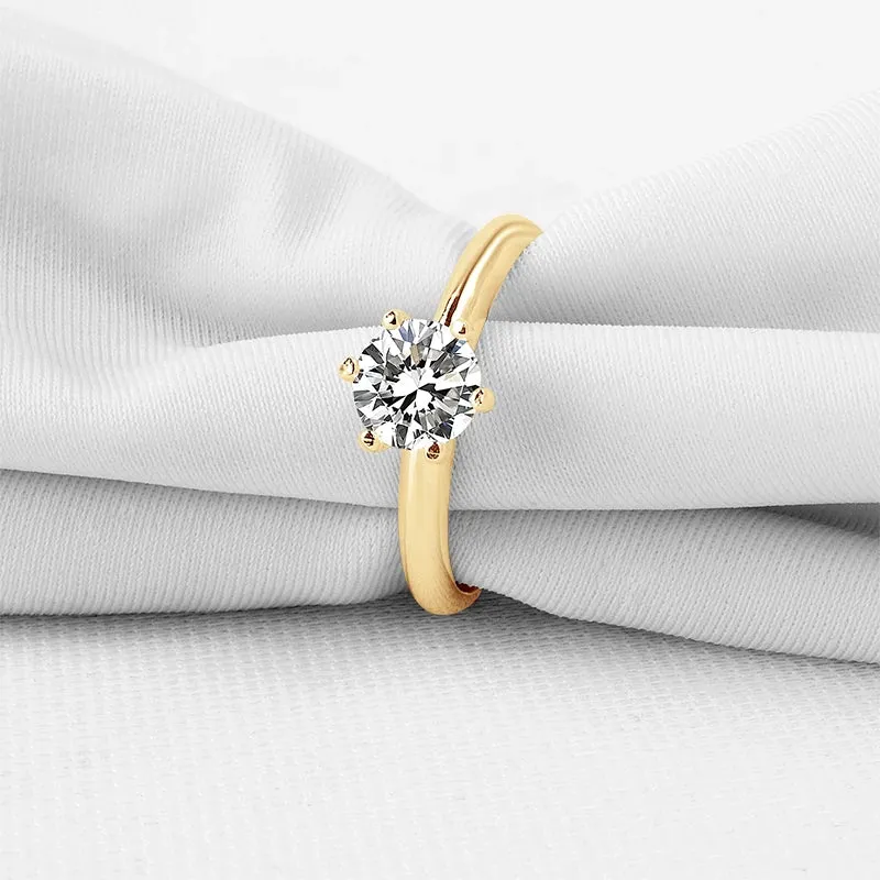 10K Gold 0.8 Ct Round Diamond Solitaire Engagement Ring