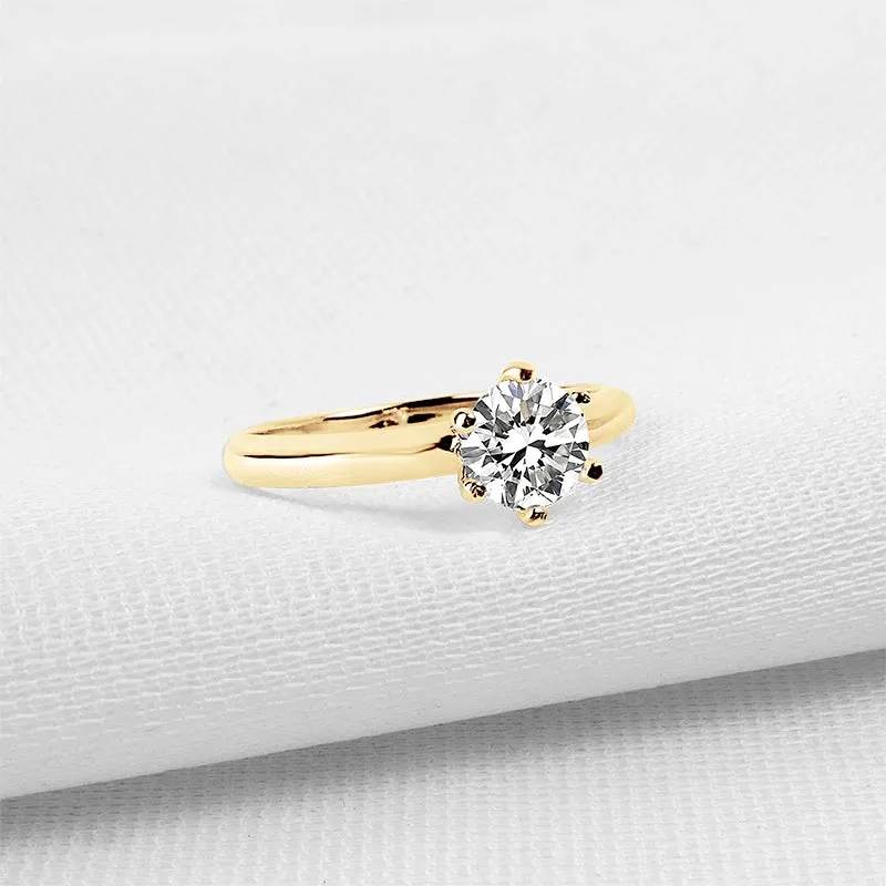 10K Gold 0.8 Ct Round Diamond Solitaire Engagement Ring