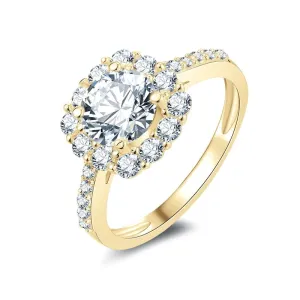 10k Yellow Gold 1.2 Ct Diamond Halo Engagement Ring
