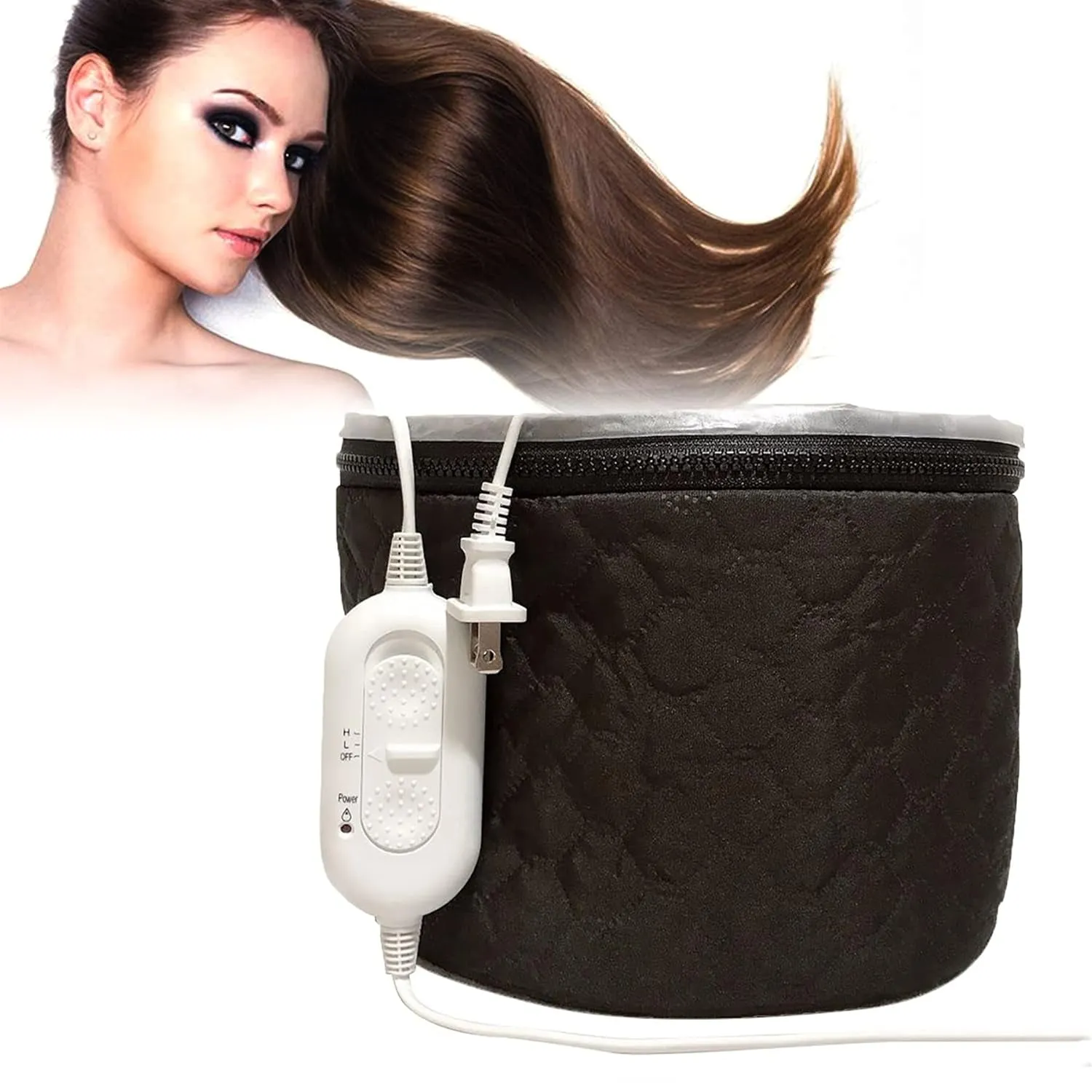 110V Electric Hair Cap,Hair Care Hat,Home Hair SPA Beauty Cap,Hair Steamer Thermal Heat Cap,Nourishing Hair Hat with 3 Mode Temperature Control Black