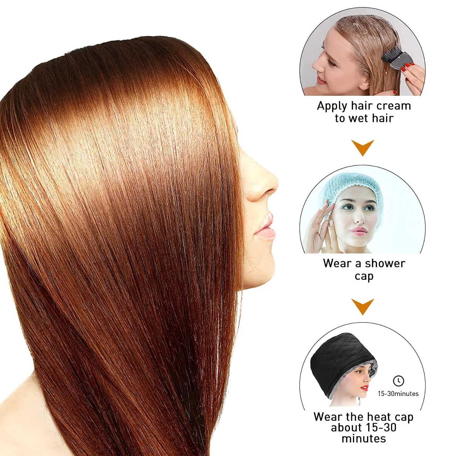 110V Electric Hair Cap,Hair Care Hat,Home Hair SPA Beauty Cap,Hair Steamer Thermal Heat Cap,Nourishing Hair Hat with 3 Mode Temperature Control Black