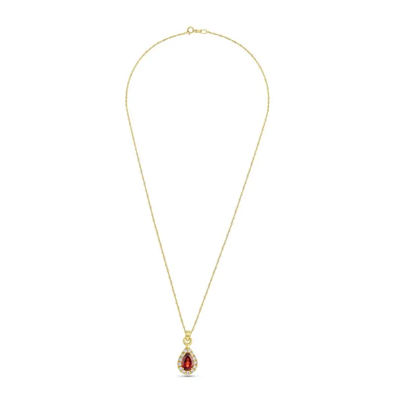 14K Gold Garnet Teardrop Pendant