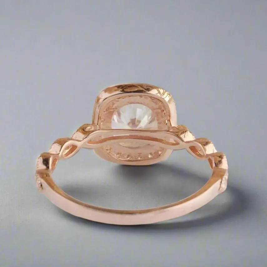 14k Rose Gold 1.2 Ct Round Cut Diamond Halo Engagement Ring