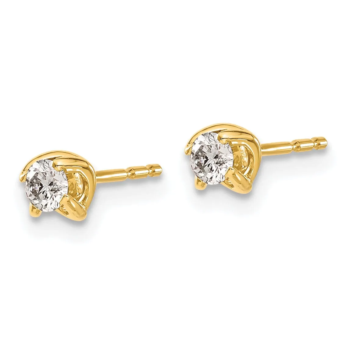 14k Yellow Gold Diamond Post Stud Earrings, Women's