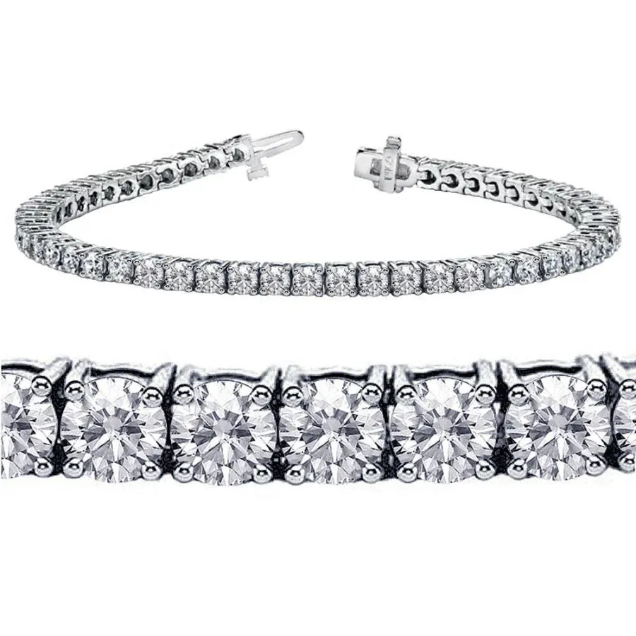 18K White Gold Round Brilliant Diamond Tennis Bracelet