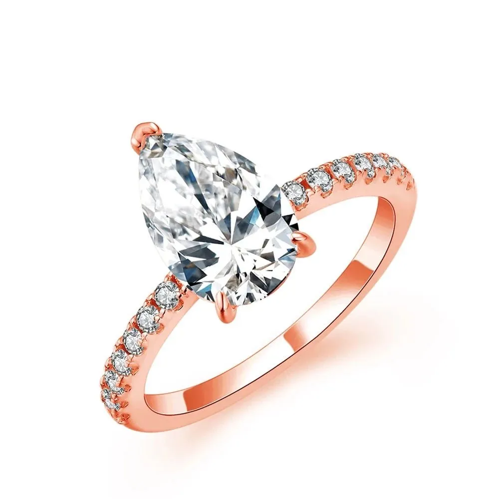 18k Yellow Gold 3.0 Ct Pear Cut Diamond Engagement Ring