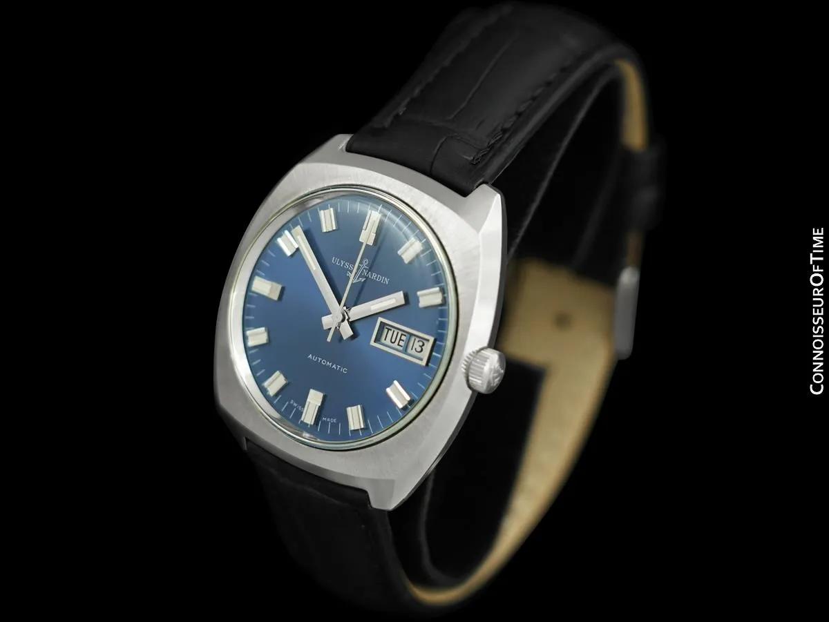 1960's Ulysse Nardin Vintage Mens Full Size Automatic Day Date Watch - Stainless Steel