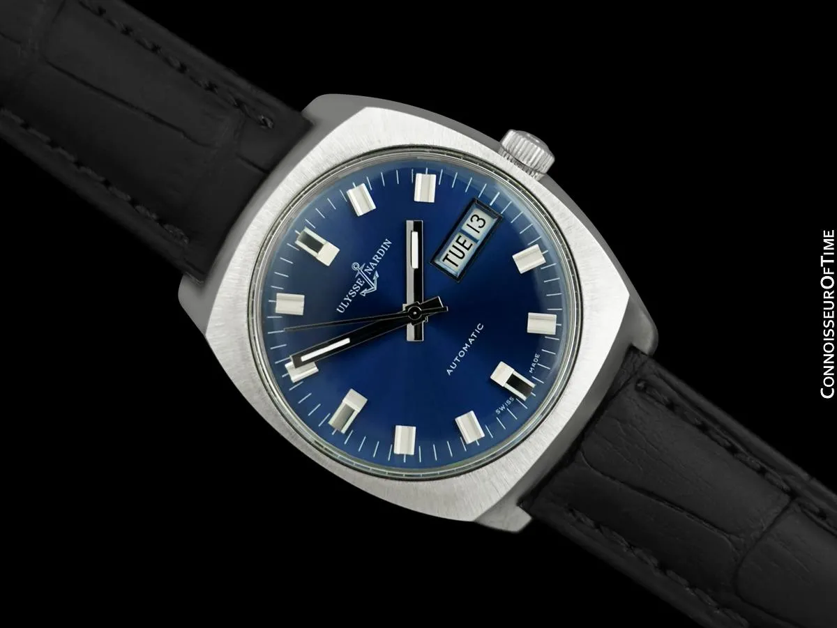 1960's Ulysse Nardin Vintage Mens Full Size Automatic Day Date Watch - Stainless Steel
