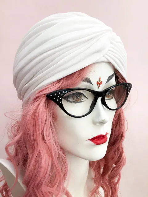 1960s Vintage White Turban Hat | Gina Davies for Edward Mann