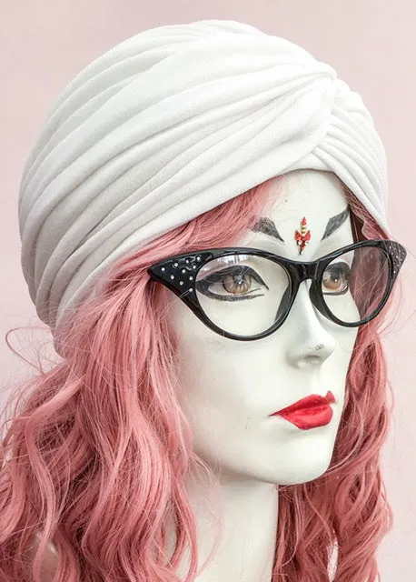 1960s Vintage White Turban Hat | Gina Davies for Edward Mann