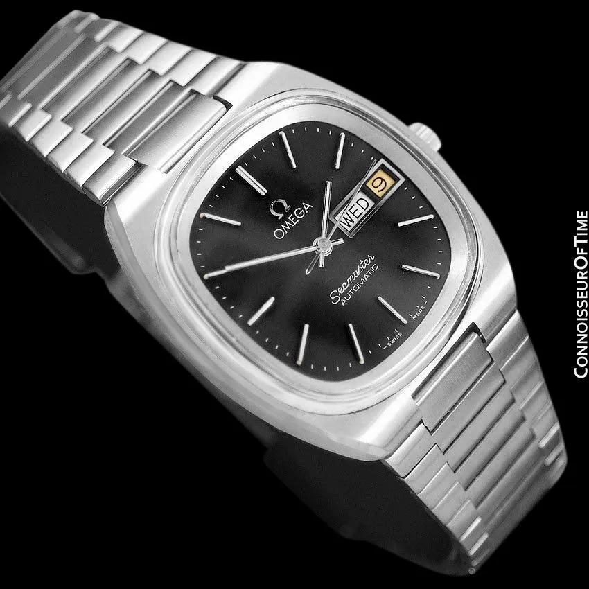 1983 Omega Seamaster Vintage Mens TV Watch, Automatic, Day Date - Stainless Steel