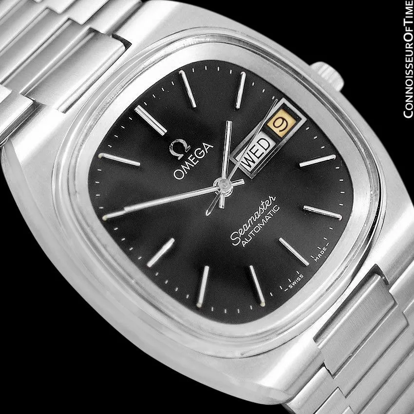 1983 Omega Seamaster Vintage Mens TV Watch, Automatic, Day Date - Stainless Steel