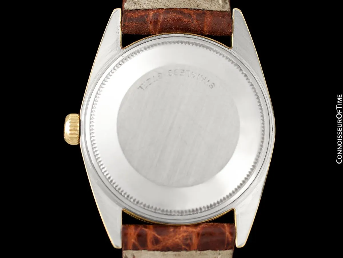 1984 Rolex Oyster Perpetual Date Ref. 15505 Mens Quick-Setting Gold Shell Watch - 14K Gold & Stainless Steel