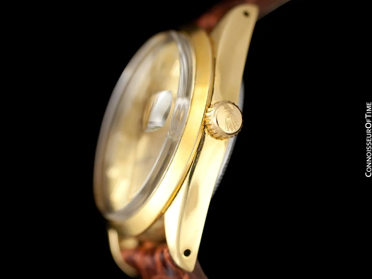 1984 Rolex Oyster Perpetual Date Ref. 15505 Mens Quick-Setting Gold Shell Watch - 14K Gold & Stainless Steel