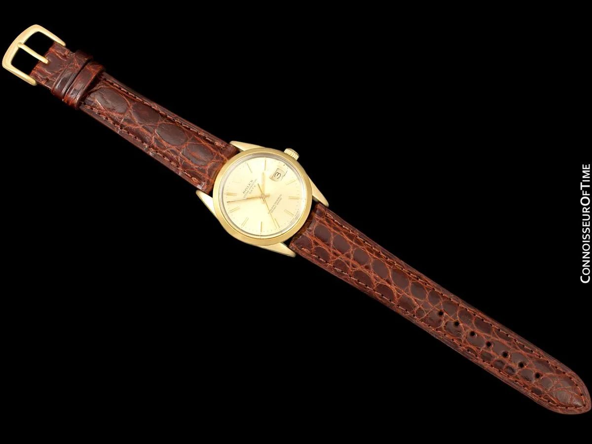 1984 Rolex Oyster Perpetual Date Ref. 15505 Mens Quick-Setting Gold Shell Watch - 14K Gold & Stainless Steel