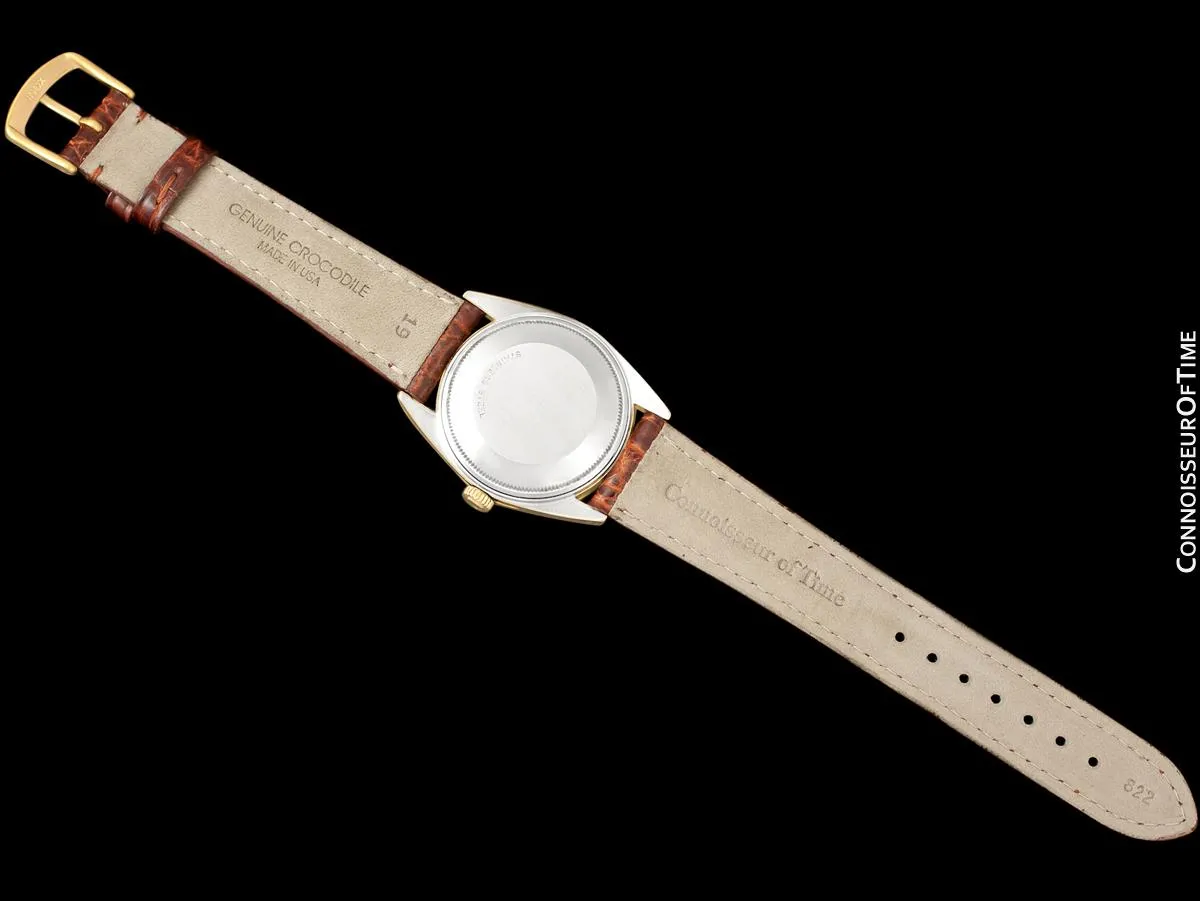 1984 Rolex Oyster Perpetual Date Ref. 15505 Mens Quick-Setting Gold Shell Watch - 14K Gold & Stainless Steel