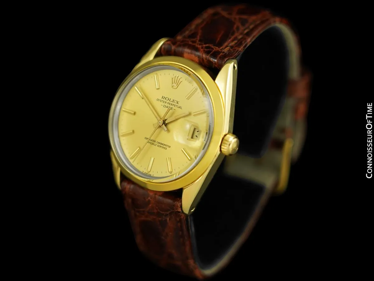 1985 Rolex Oyster Perpetual Date Ref. 15505 Mens Quick-Setting 14K Gold & Stainless Steel Gold Shell Watch - Papers & Boxes