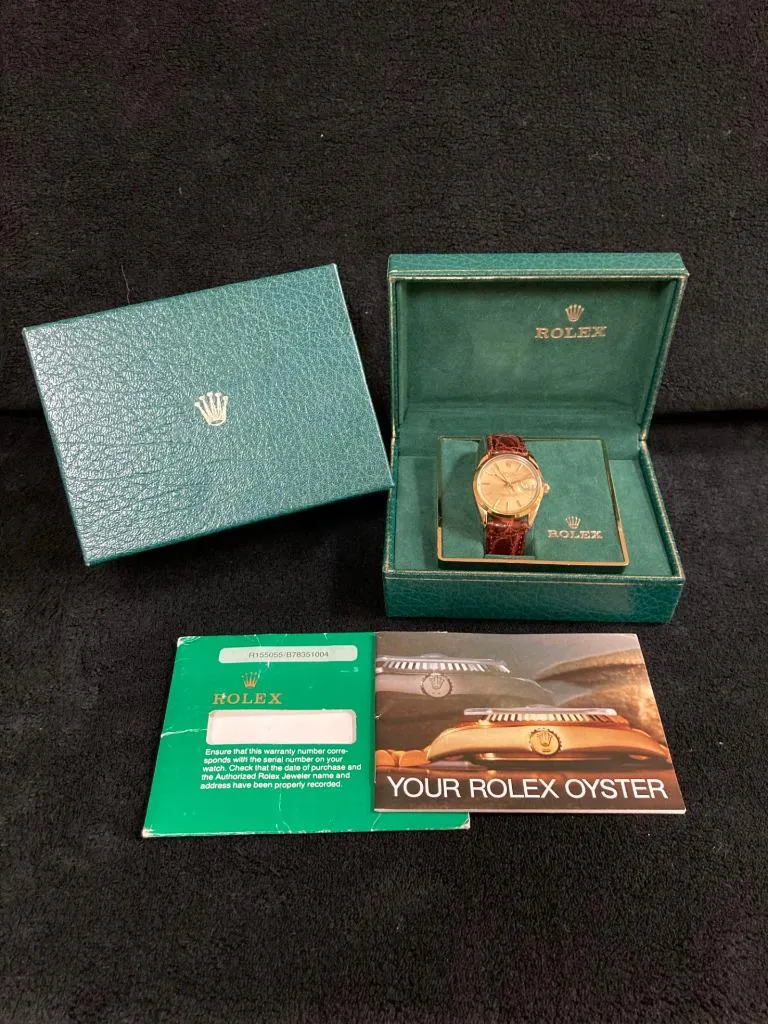 1985 Rolex Oyster Perpetual Date Ref. 15505 Mens Quick-Setting 14K Gold & Stainless Steel Gold Shell Watch - Papers & Boxes