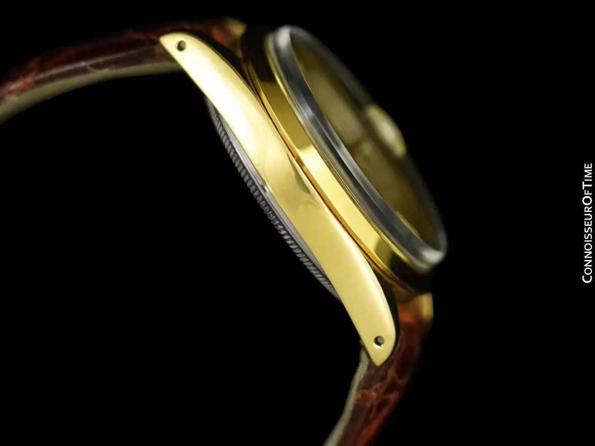 1985 Rolex Oyster Perpetual Date Ref. 15505 Mens Quick-Setting 14K Gold & Stainless Steel Gold Shell Watch - Papers & Boxes