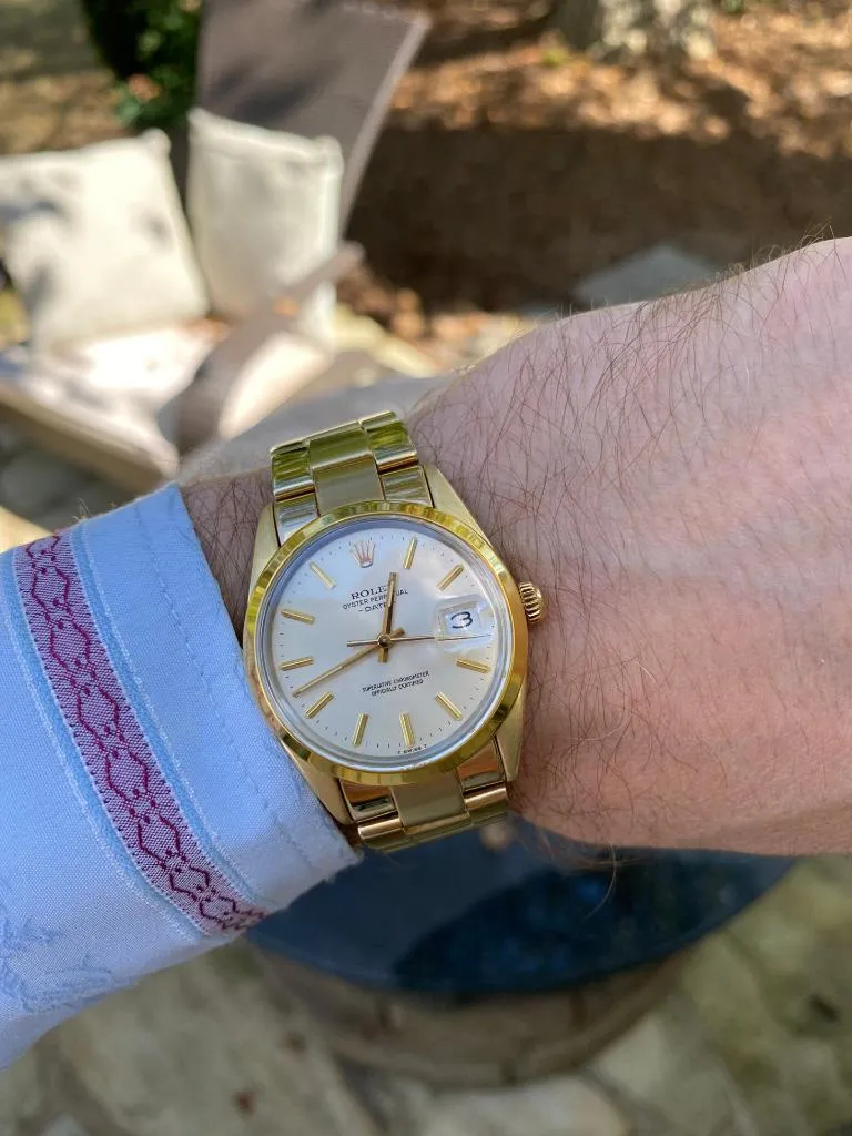1985 Rolex Oyster Perpetual Date Ref. 15505 Mens Quick-Setting Watch - Gold Shell & Stainless Steel