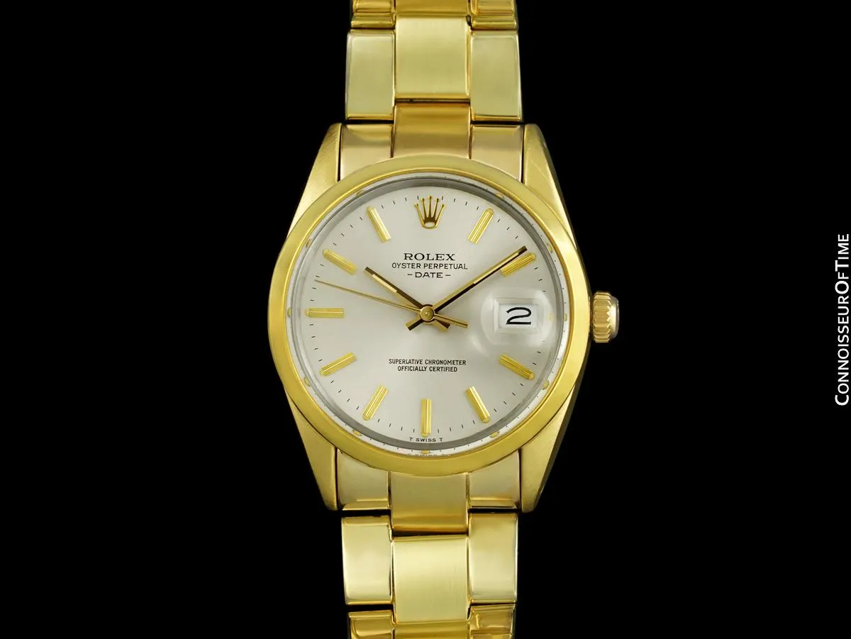 1985 Rolex Oyster Perpetual Date Ref. 15505 Mens Quick-Setting Watch - Gold Shell & Stainless Steel