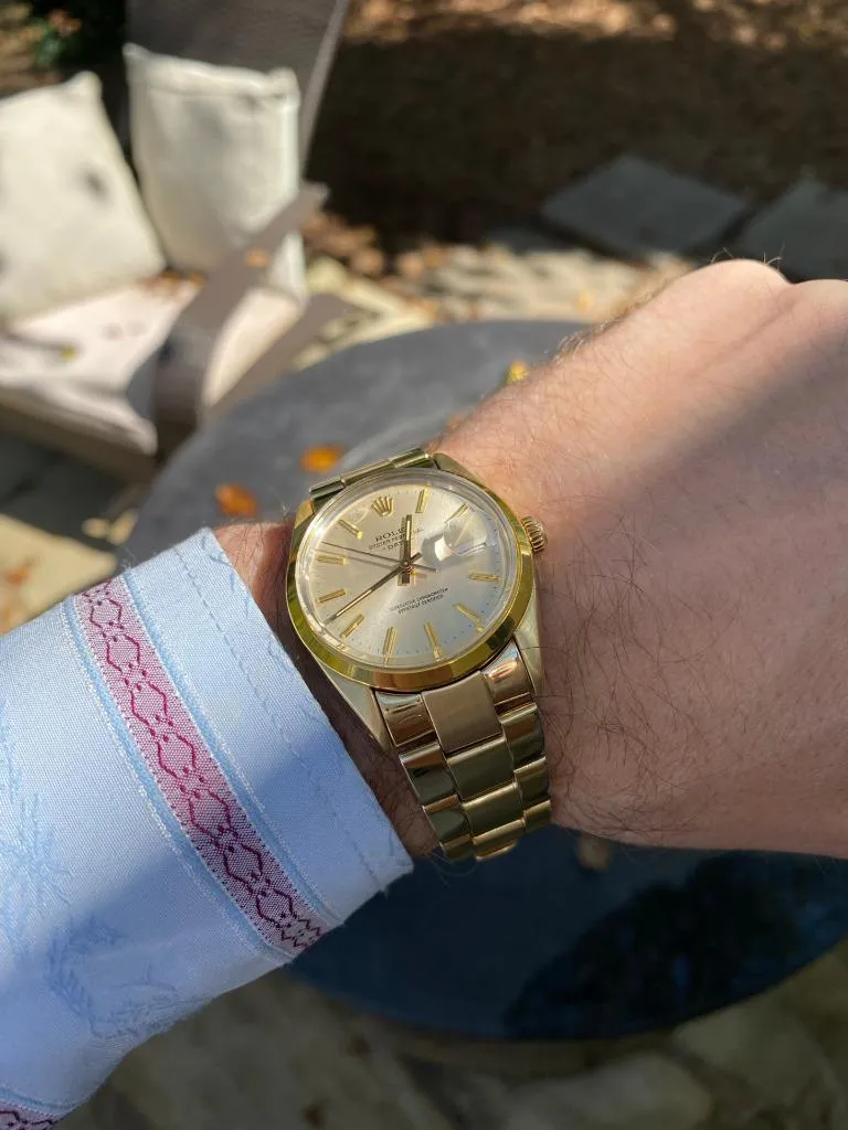 1985 Rolex Oyster Perpetual Date Ref. 15505 Mens Quick-Setting Watch - Gold Shell & Stainless Steel