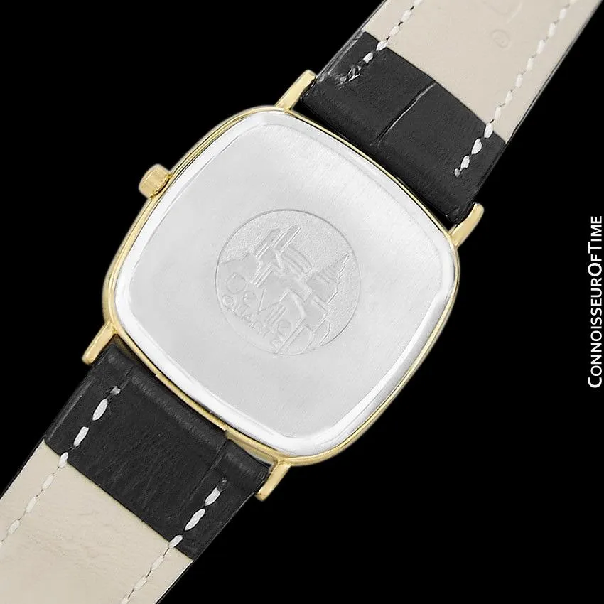 1988 Omega De Ville Mens Vintage Midsize Ultra Thin Cushion Watch - 18K Gold Plated and Stainless Steel