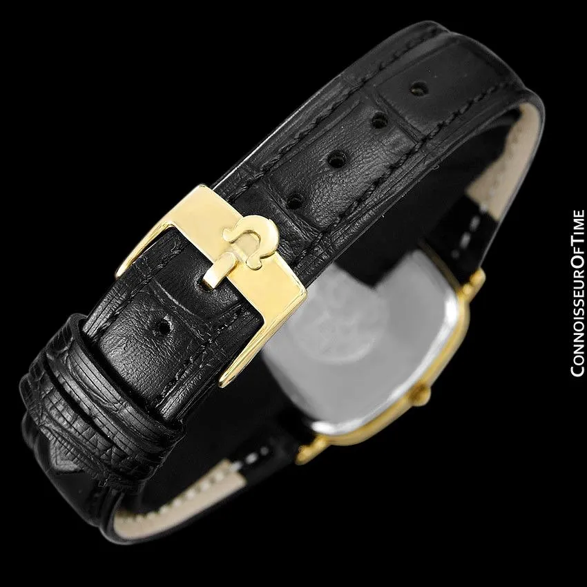 1988 Omega De Ville Mens Vintage Midsize Ultra Thin Cushion Watch - 18K Gold Plated and Stainless Steel