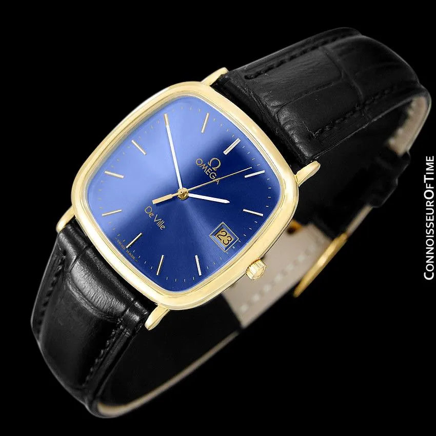 1988 Omega De Ville Mens Vintage Midsize Ultra Thin Cushion Watch - 18K Gold Plated and Stainless Steel