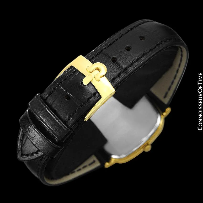 1989 Omega De Ville Mens Vintage Midsize Ultra Thin Cushion Watch - 18K Gold Plated and Stainless Steel