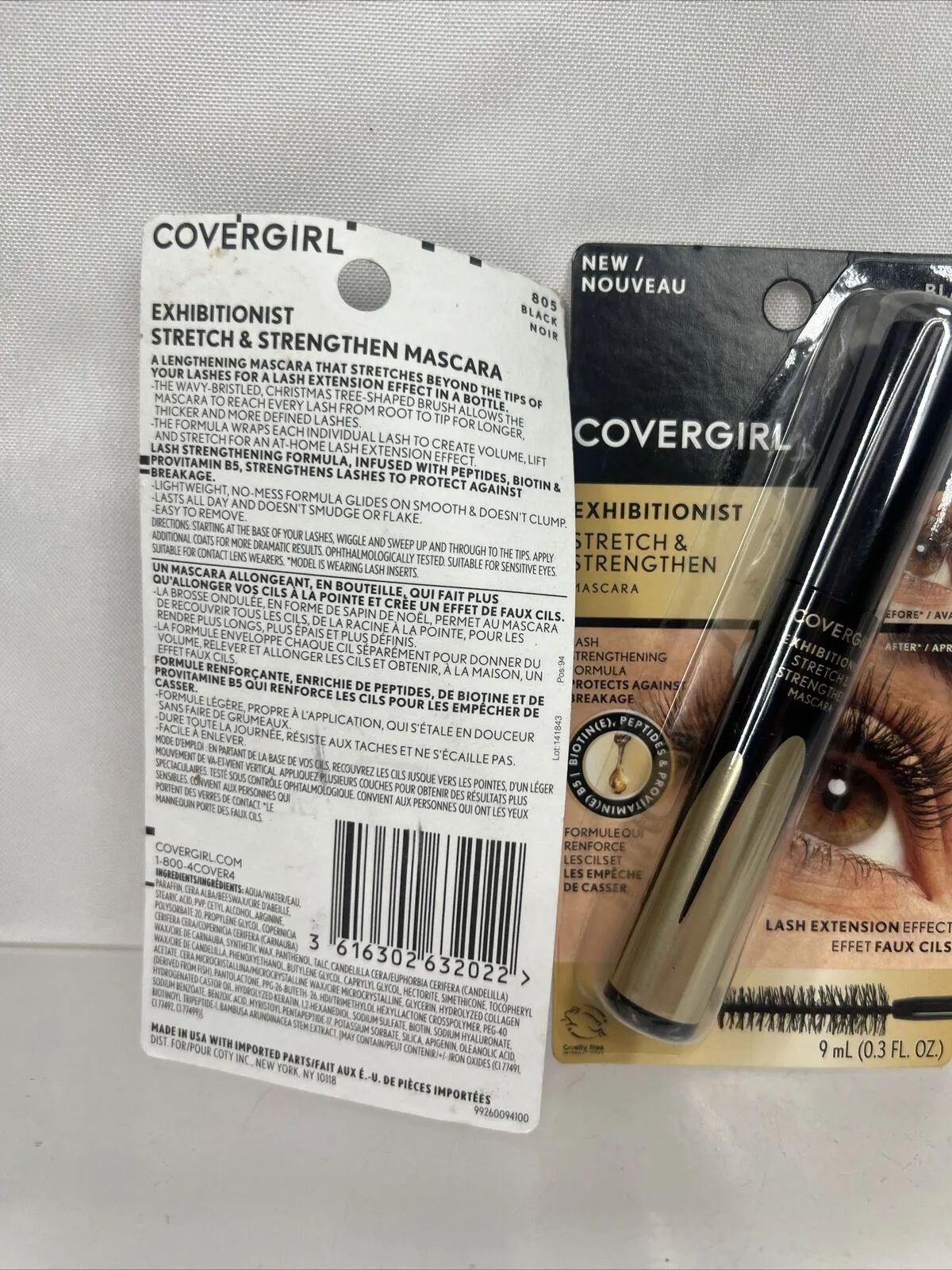 (2) Covergirl 805 BLACK Exhibitionist Stretch & Strengthen Mascaras