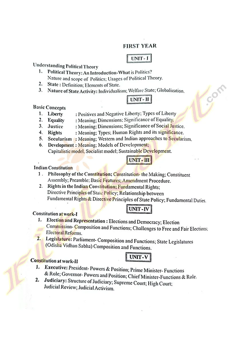  2 Political Science Book - Paper 1 (Odia)