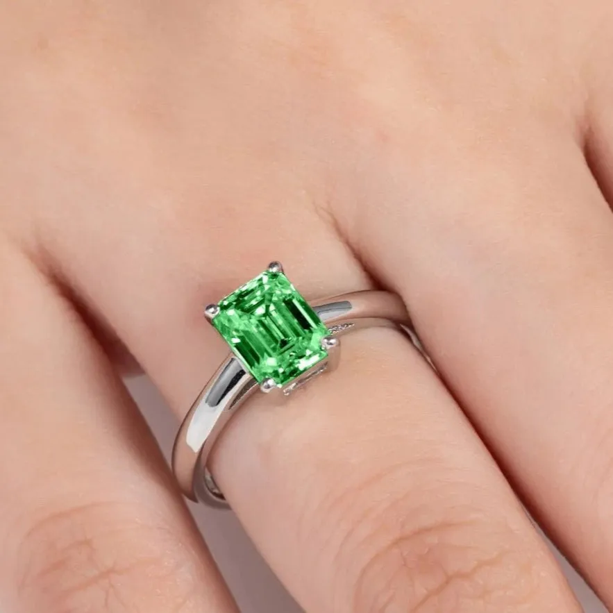 2.0 Ct Colombian Cultivated Emerald Engagement Ring