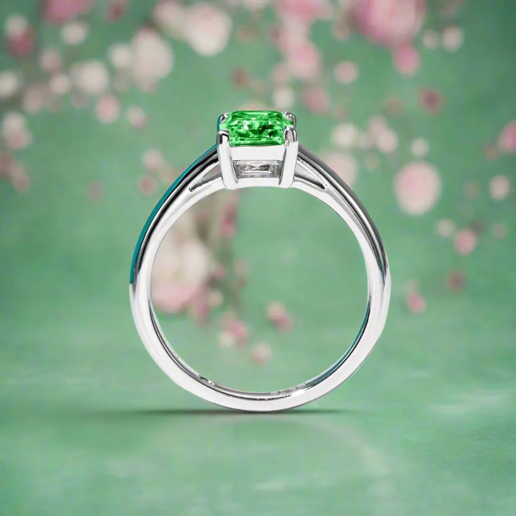 2.0 Ct Colombian Cultivated Emerald Engagement Ring