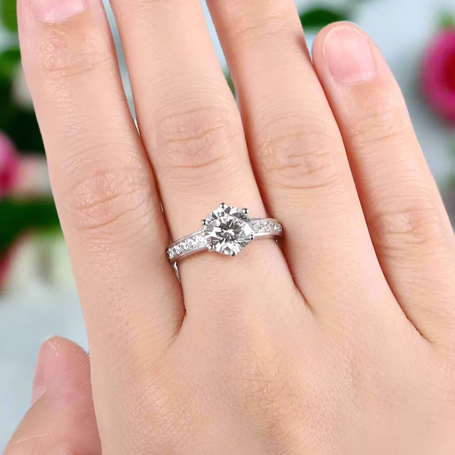 2.0 Ct Round Diamond Engagement Ring Set