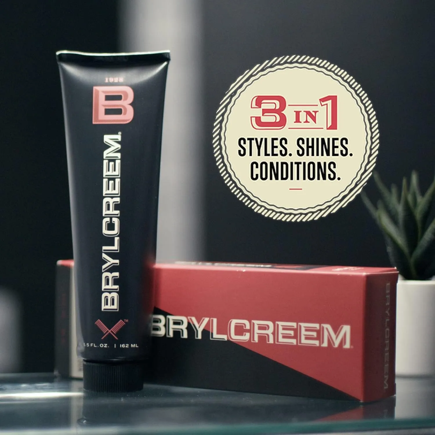 3-In-1 Original High Shine Men'S Hair Cream for Styling, Strengthening, and Conditioning, Alcohol-Free, 5.5 Ounce