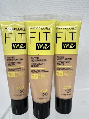 (3) Maybelline 120 Light Fit Me Tinted Moisturizer Natural Look Color Foundation