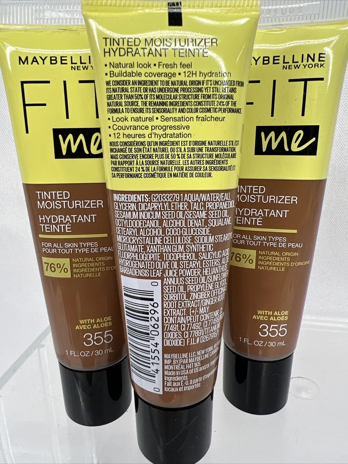 (3) Maybelline 355 Medium Tan Fit Me Tinted Moisturizer Natural Look  Foundation