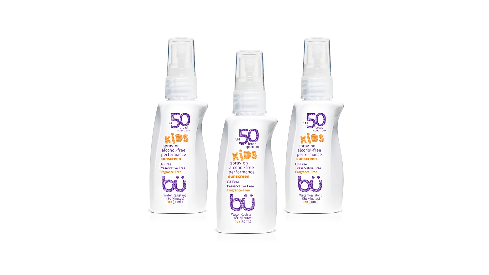 3 Pack - Bu SPF 50 Alcohol-Free KIDS Fragrance-Free Eco- Friendly Sunscreen Spray